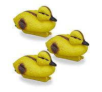 Relaxdays Figuras de Patos, Decoración para estanques o Jardines, Patitos flotantes, Plástico, Impermeable, Amarillo y Negro