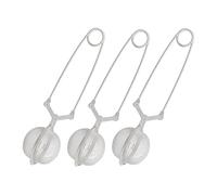 Relaxdays Filtro para té, Pinzas, Coladores, Bola infusora, Malla Fina, Acero Inoxidable, Ø 4 cm, 3 Uds, Plateado