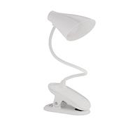 Relaxdays Flexo Pinza Inalámbrico, Lámpara Led Recargable, Táctil, Luz Atenuable, 3 Tonalidades, Blanco