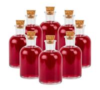 Relaxdays frascos de cristal, set de 8, tapón corcho, 150 ml, transparentes