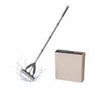 Relaxdays Fregona con Cubo de 5 L y escurridor, Beige para Suelos | 3 compartimentos, cabezal PVA, 29x34x11 cm