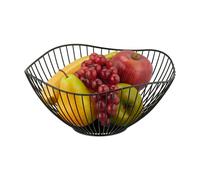 Relaxdays Frutero Metálico, Cesta Ovalada, 11,5 x 26 cm, Bol de Rejilla para Fruta y Verdura, Moderno, Negro, Hierro