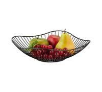 Relaxdays Frutero Metálico, Cesta Ovalada, 7,5 x 27 cm, Bol de Rejilla para Fruta y Verdura, Moderno, Negro, Hierro