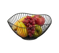 Relaxdays Frutero Metálico, Cesta Frutas Ovalada, 11,5 x 26 cm, Bol de Rejilla para Fruta y Verdura, Moderno, Negro