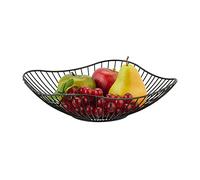 Relaxdays Frutero Metálico, Cesta Ovalada, 7,5 x 27 cm, Bol de Rejilla para Fruta y Verdura, Moderno, Negro, Hierro