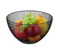 Relaxdays Frutero Metálico, Cesta Frutas Redonda, 14 x 25 cm, Bol de Rejilla Moderno para Fruta y Verdura, Negro