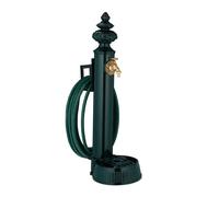 Relaxdays Fuente de Pie Vintage, Grifo y Lavabo, 87 x 26 x 43 cm, Bebedero Antiguo para Jardín, Soporte Manguera, Verde