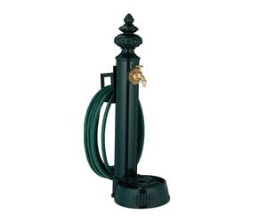 Relaxdays Fuente antigua de pie soporte manguera verde oscuro,oro