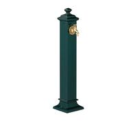Relaxdays Fuente de Agua de Estilo Antiguo, con Grifo Jardín, 86x19x23 cm, Terraza, Patio, Decorativa, Verde Oscuro, Acero