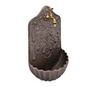 Relaxdays Fuente de Agua de Pared, con Grifo, Bebedero Jardín, Hierro Fundido, 40 x 24 x 15 cm, Diseño Antiguo, Marrón, 40x24x15 cm