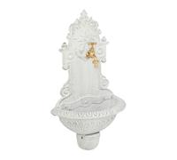 Relaxdays Fuente Jardín Exterior, Dispensador Agua, Lavabo y Grifo, Bebedero, 61x35x18 cm, Hierro Fundido, Blanco