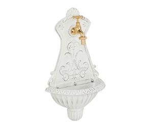 Relaxdays Fuente de pared decorativa blanco,oro