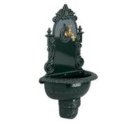 Relaxdays Fuente de Pared XL Estilo Antiguo con Grifo, Lavabo de jardín, Aluminio Fundido, 75 x 44 x 22 cm, Verde