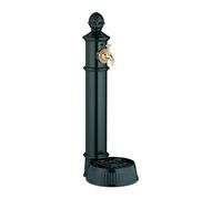Relaxdays Fountain Fuente de Columna, con Grifo y Lavabo, Altura 83 x 26 x 31,5 cm, Adorno para Patio de pie, Color Verde, Aluminio y Acero, 83 x 26 x 31.5 cm