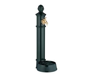 Relaxdays Fuente de Pie Antigua, con Grifo y Lavabo, 83x26x31,5 cm, Bebedero de Jardín, Terraza, Aluminio Fundido, Verde