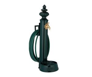 Relaxdays Fuente de Pie Vintage, Grifo y Lavabo, 87 x 26 x 43 cm, Bebedero Antiguo para Jardín, Soporte Manguera, Verde