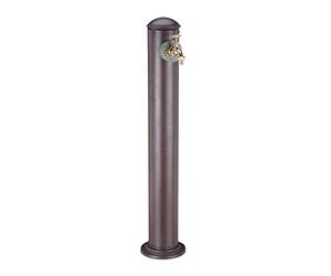 relaxdays Fuente Jardín de Pie, Diseño Antiguo, con Grifo, Toma 3/4, Columna Redonda, Aluminio, 1 Ud., 91 cm, Marrón