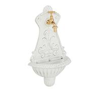 Relaxdays Fuente Jardín Exterior, Nostálgica, Dispensador Agua, Blanco | Lavabo y Grifo, 42x24,5x11,5 cm, Hierro Fundido