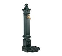Relaxdays Fuente jardín vintage de columna verde oscuro,oro
