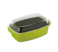 Relaxdays Fuente de Horno con Tapa, Antiadherente, Cazuela, Aluminio Fundido y Cristal, Apto para Lavavajillas, Verde