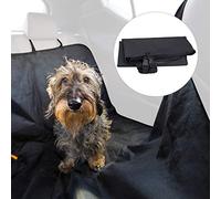 relaxdays Funda Coche Perro, Cubre Asientos, Protector con 4 Correas Reposacabezas, PVC-Tela, 1 Ud., 136 x 142 cm, Negro