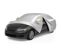 Relaxdays Funda para Coche Sedán, 150x450-495x190 cm, Lona Exterior Invierno/Verano, Cremallera, Plata
