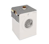 Relaxdays Funda para Lavadora con Bolsillos, Cubierta Secadora, Frigorífico, Diseño Triángulos, Poliéster, Negro/Crema