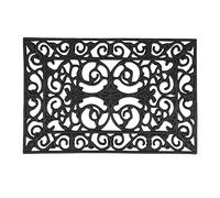 Relaxdays Fußmatte Gummi Felpudo de Goma, 40x60 cm, Antideslizante, Resistente a la Intemperie, Interior y Exterior, con Flores, Negro, Caucho