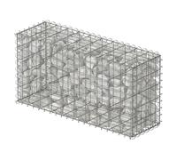 Relaxdays Gabión, pantalla de jardín, cesta de piedra, alambre 4 mm, acero galvanizado, 50 x 100 x 30 cm, plateado