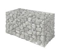 Relaxdays Gabión, pantalla jardín, cesto de piedras, alambre 4 mm, acero galvanizado, 50x100x50 cm, plateado