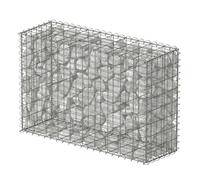 Relaxdays Gabión: pantalla para jardín, cesta de piedra, alambre 4 mm galvanizado, 80x100x30 cm, acero plateado