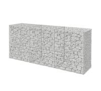 Relaxdays Gabión, valla jardín, cesta de piedras, alambre 3,5 mm galvanizado, 100x200x50 cm, acero plateado