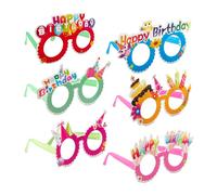 Relaxdays Gafas de fiesta "Happy Birthday", Pack 6 azul,verde,fucsia