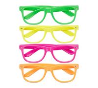 Relaxdays Gafas Fiesta, Pack de 4, Para Disfraz de Carnaval o Photocall, Talla Única, PP, 4,5x14,5x15 cm, Color a Elegir
