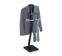 Relaxdays Galán Noche con Balda de MDF y Acero, para Chaqueta y Pantalón, 112 x 46 x 32 cm, Mozo Ropa, Gris y Plateado, Tablero de Fibras