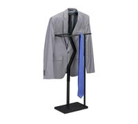 Relaxdays Galán Noche para Chaqueta y Pantalón, 107 x 48 x 20 cm, Metal y Efecto Madera, Mozo Ropa Dormitorio, Negro, Acero