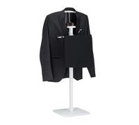 Relaxdays Galán de Noche, Perchero de Pie, para Pantalones, Chaquetas y Camisas, DM y Acero, 109,5 x 47 x 30 cm, Blanco