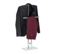 Relaxdays Galán de Noche Cromado Doble, Perchero, Toallero Pie, Acero y Plástico, 106 x 49 x 20 cm, Plateado