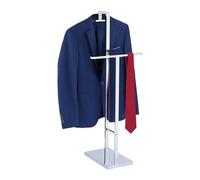 Relaxdays Galán de Noche de Acero Inoxidable, para Chaqueta y Pantalón, 102 x 46 x 32 cm, Mozo Perchero de Pie, Plateado