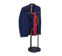 Relaxdays Galán de Noche para Colgar Chaqueta y Pantalón, 108 x 45 x 30 cm, MDF y Acero, Mozo Perchero, Negro y Marrón