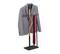 Relaxdays Galán Noche Dormitorio, Chaqueta y Pantalón, 107x48x20 cm, Mozo Ropa Metal y Efecto Madera, Gris y Marrón, Acero, 107 x 48 x 20 cm