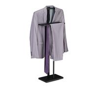 Relaxdays Galán Noche 1 Color, 107 x 47,5 x 20 cm, Mozo Colgador, Camisa y Pantalón, Percha Pie Dama, Acero y MDF, Negro