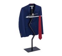 Relaxdays Galán de Noche Zigzag, para Chaqueta y Pantalón, 105x45,5x24 cm, Acero, Colgador con Balda, Negro y Plateado