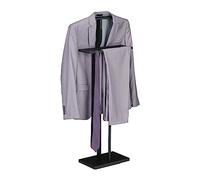 Relaxdays Galán Noche 1 Color, 107 x 47,5 x 20 cm, Mozo Colgador, Camisa y Pantalón, Percha Pie Dama, Acero y MDF, Negro