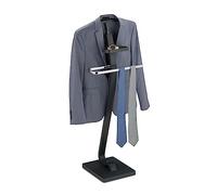 Relaxdays Galán Noche con Balda de MDF y Acero, para Chaqueta y Pantalón, 112 x 46 x 32 cm, Mozo Ropa, Gris y Plateado, Tablero de Fibras