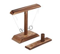 Relaxdays Gancho Juego Chupitos, Péndulo con Anillos y Anzuelos, para Beber en Fiestas, Adultos, 2 Jugadores, Madera, Natural, 22 x 25.5 x 9 cm