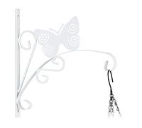 Relaxdays Gancho Macetas Pared, Colgador Tiestos con Mariposa, 30x30x2 cm, Percha Jardín, Interior y Exterior, Blanco