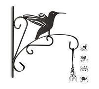 Relaxdays Gancho para macetas pájaro, Gancho de Pared para cestos, decoración de jardín, Metal, 30 x 28 x 2 cm, Negro