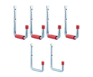 Relaxdays Ganchos universales 2 tamaños set de 30 rojo,plata