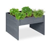 Relaxdays Garaje para Robot Cortacésped, Cubierta de Madera, 52,5 x 79 x 74 cm, Maceta, Cobertizo para Segadora, Gris, 10% Fieltro 90%